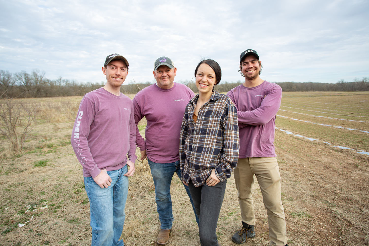 From left, John Wiley, David Buehler, Lynae Wright and Kyler Brown run the farm in Mount Vernon.